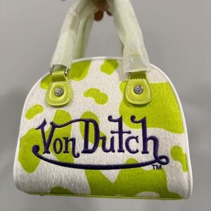 VON DUTCH LIME GREEN COW PRINT BOWLING BAG
